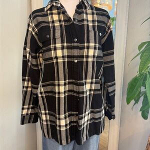 Ralph Lauren Black and Cream Plaid Wool Shirt